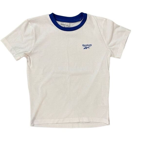 Reebok Boy’s White Blue Logo Cotton Blend Crewneck Short Sleeve Tee Size 6 - Picture 10 of 10